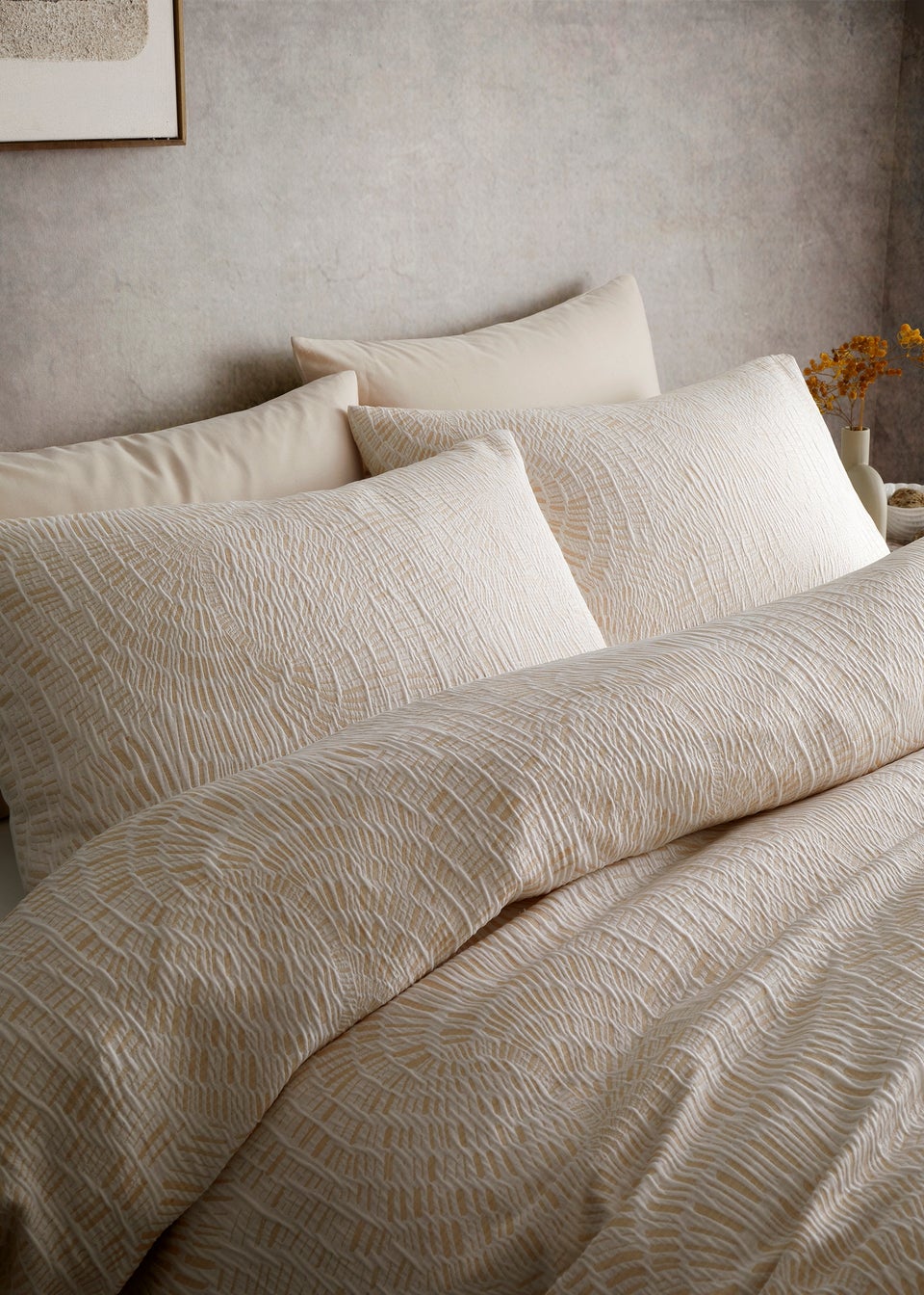 Appletree Fossil Jacquard Reversible Natural Duvet Cover Set