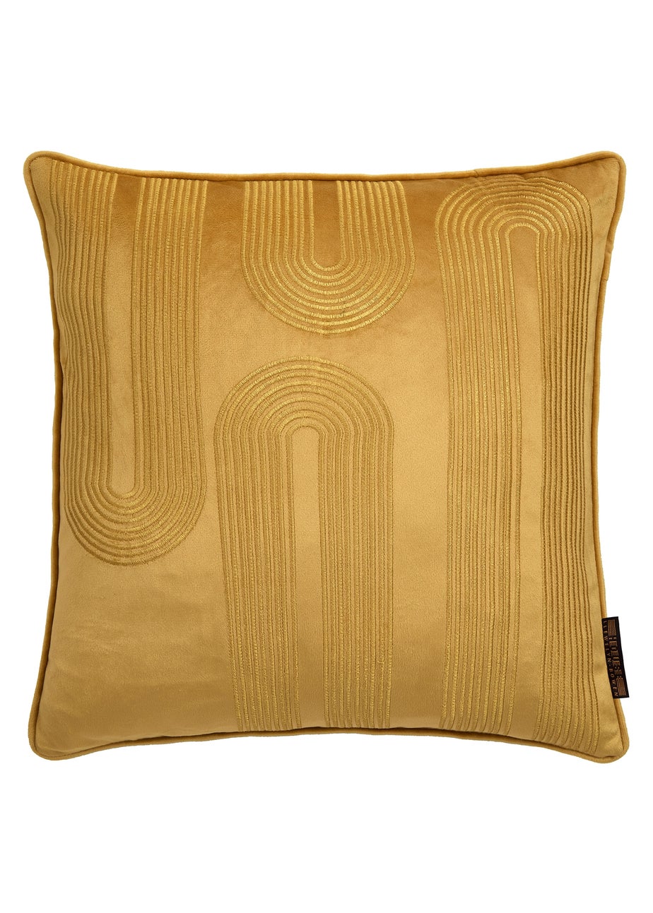 Laurence Llewelyn-Bowen Diva Embroidery Velvet Ochre Filled Cushion