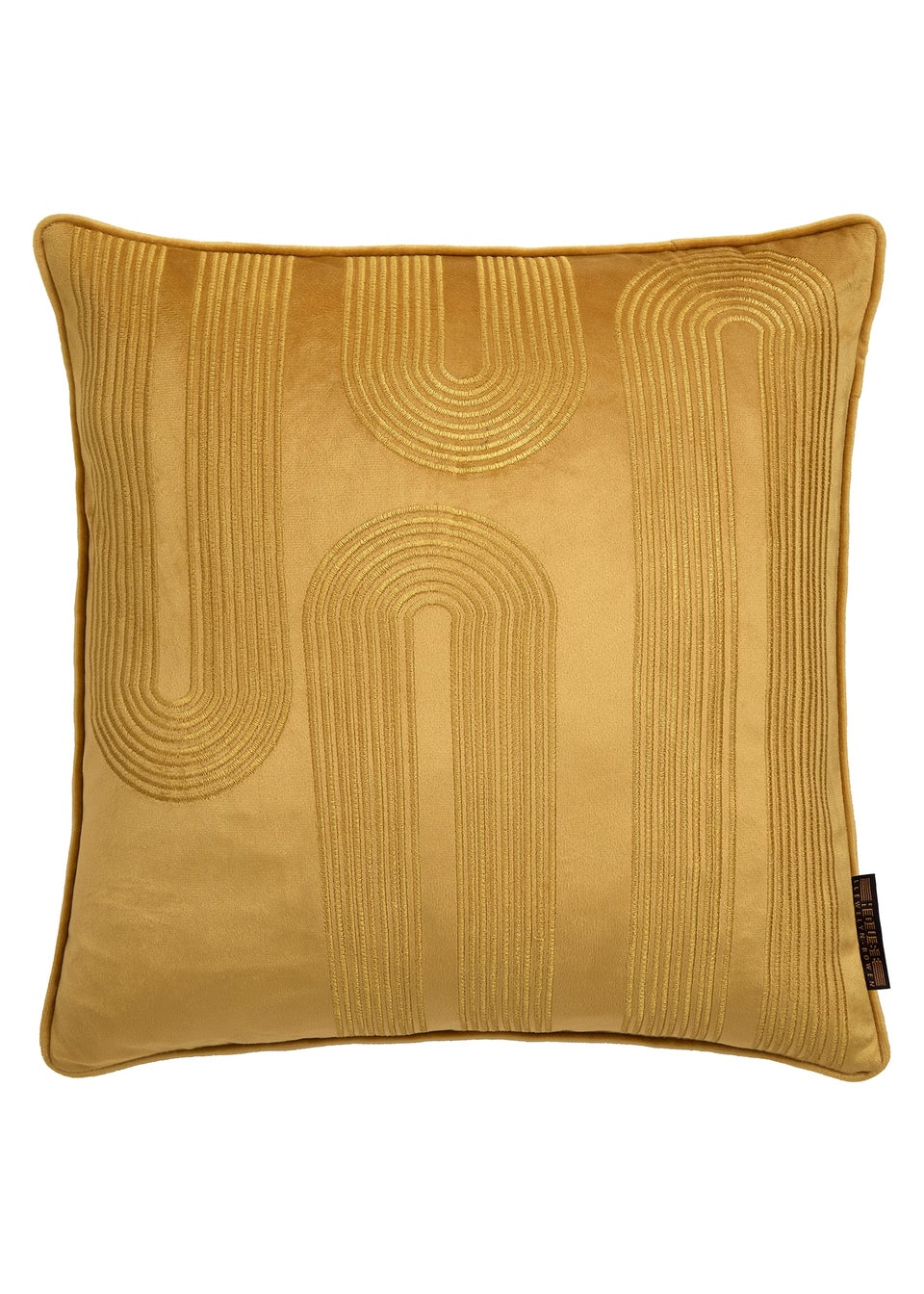 Laurence Llewelyn-Bowen Diva Embroidery Velvet Ochre Filled Cushion