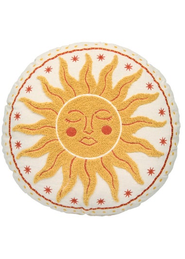 Fusion Soleil EmroideredYellow Round Cushion