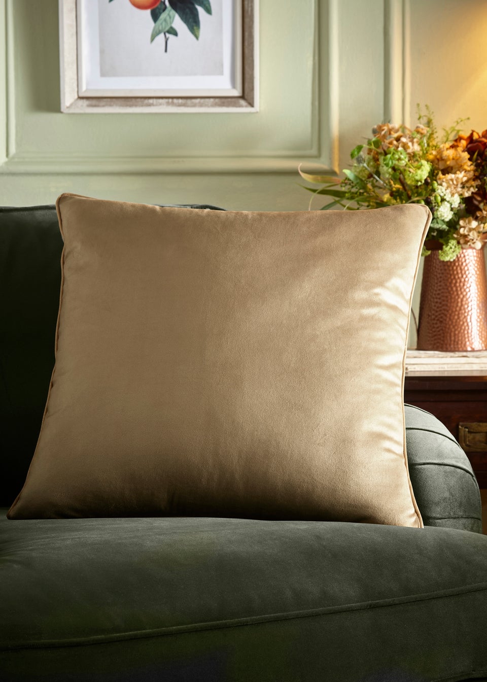Appletree Harlan Velvet Taupe Filled Cushion