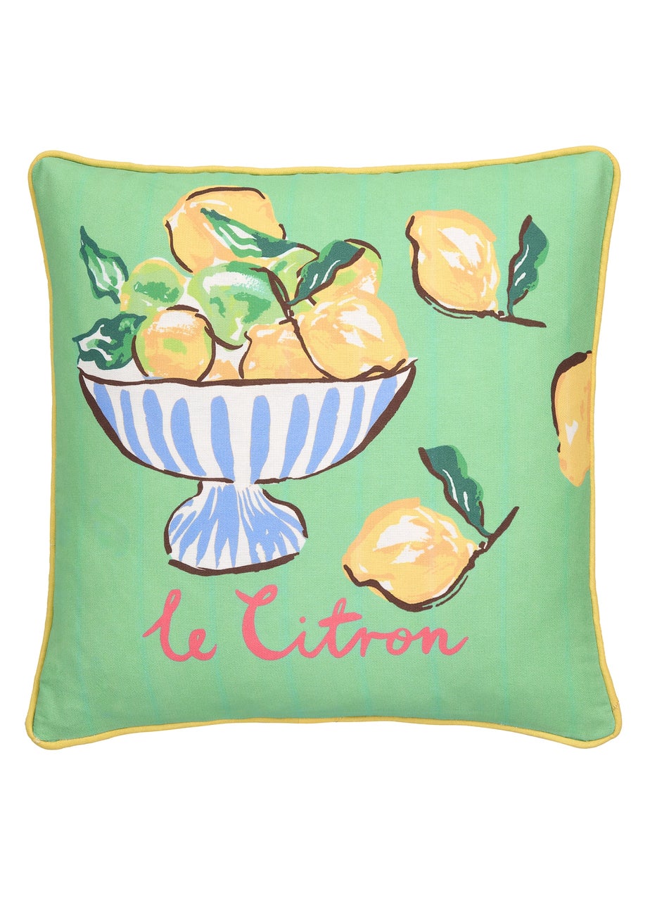 Fusion Lemon Fruit Bowl Outdoor Showerproof Multi Colour Filled Cushion