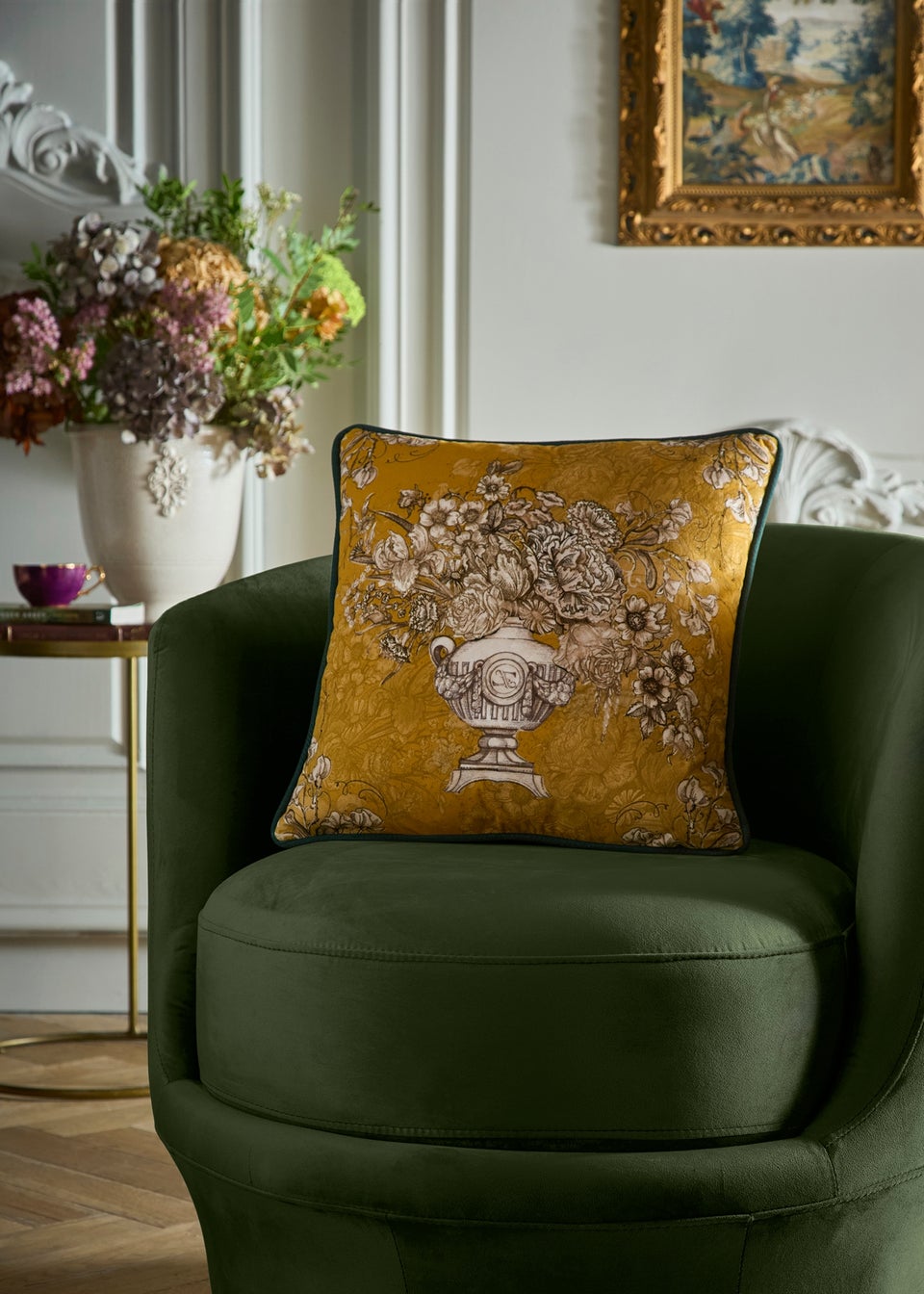Laurence Llewelyn-Bowen Tuscan Holiday Velvet Ochre Filled Cushion