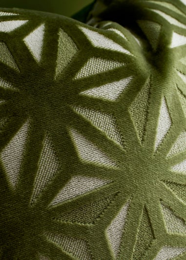 Appletree Star Geo Velvet Green Filled Cushion