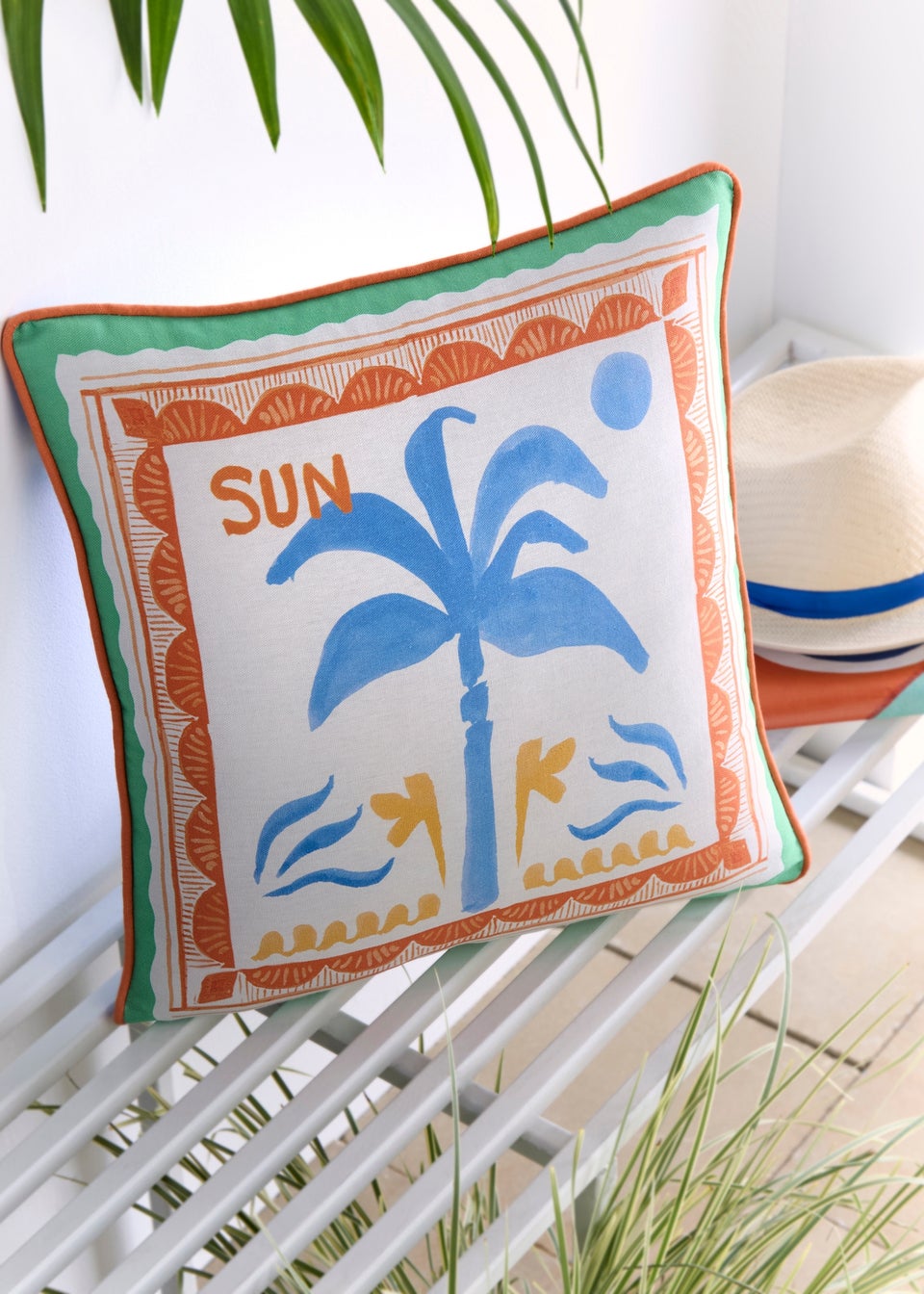 Fusion Soleil Palm Outdoor Showerproof Multi Colour Filled Cushion