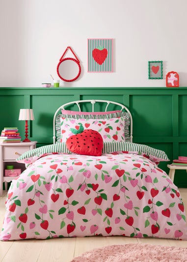 Bedlam Strawberry Velvet Red Shaped Cushion