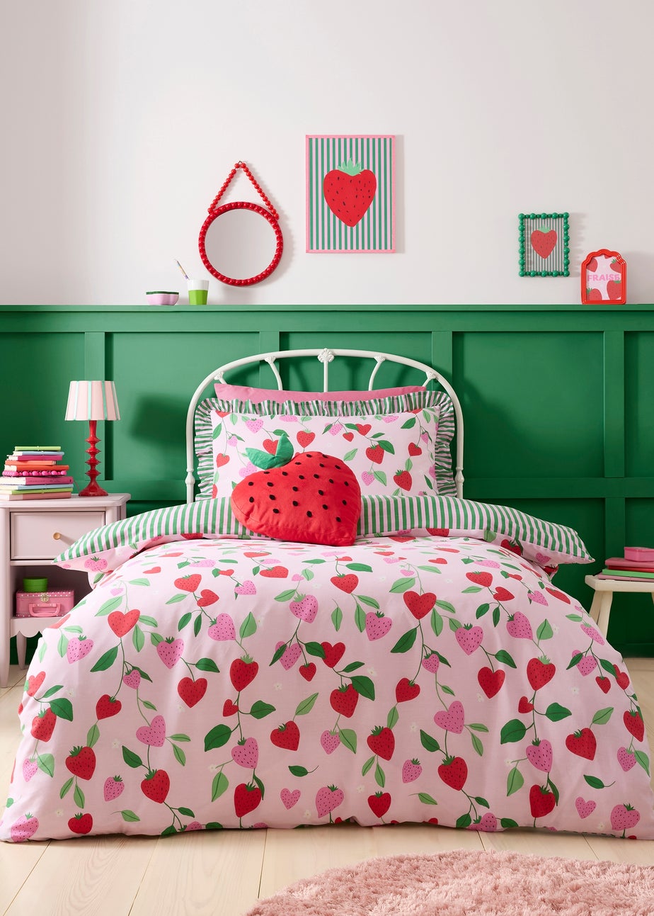 Bedlam Strawberry Velvet Red Shaped Cushion