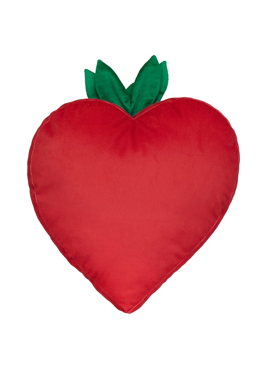 Bedlam Strawberry Velvet Red Shaped Cushion