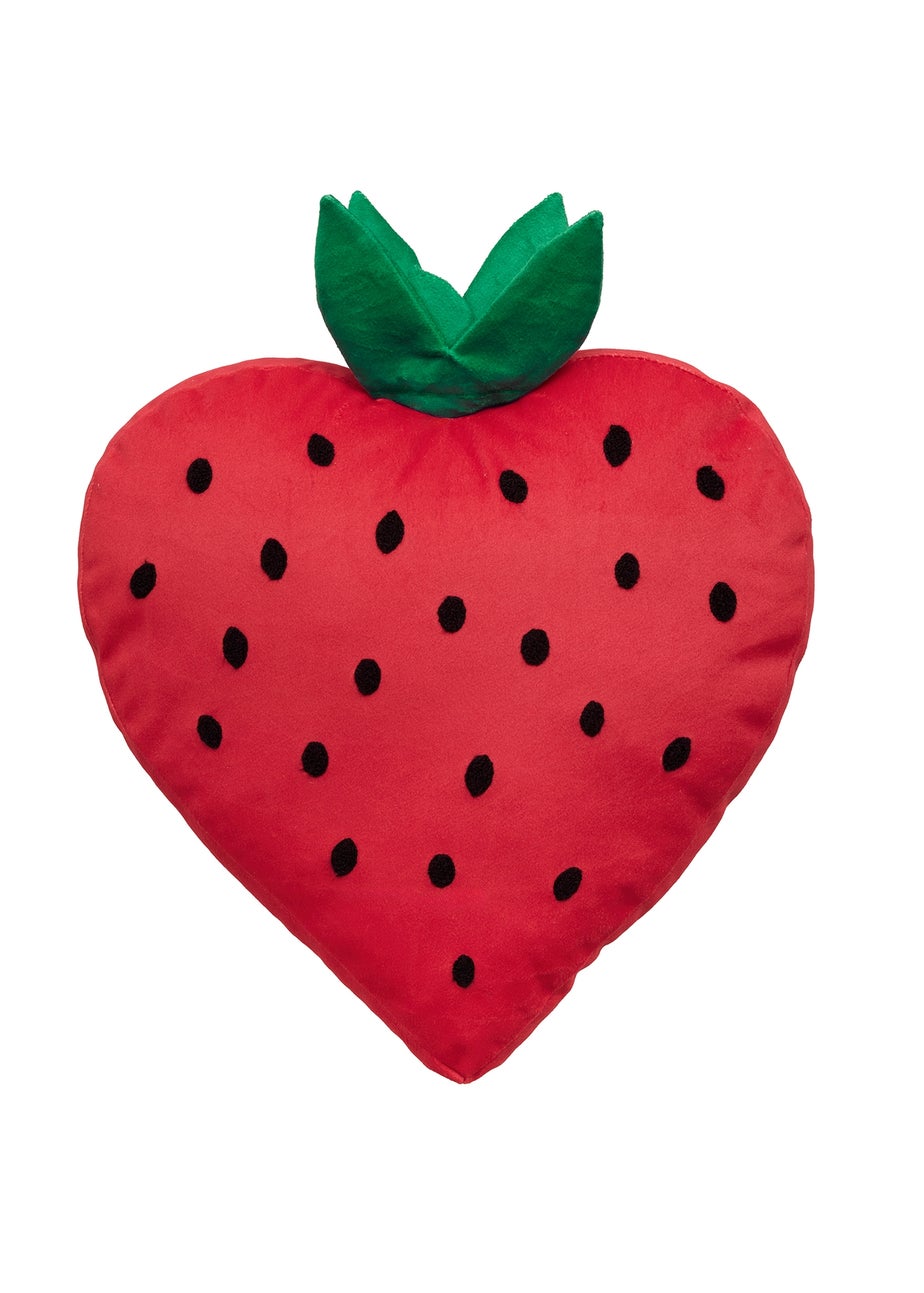 Bedlam Strawberry Velvet Red Shaped Cushion