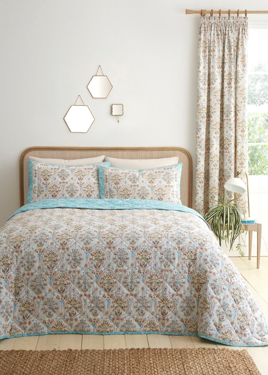 Dreams & Drapes Edena Decorative Floral Quilted Natural Bedspread