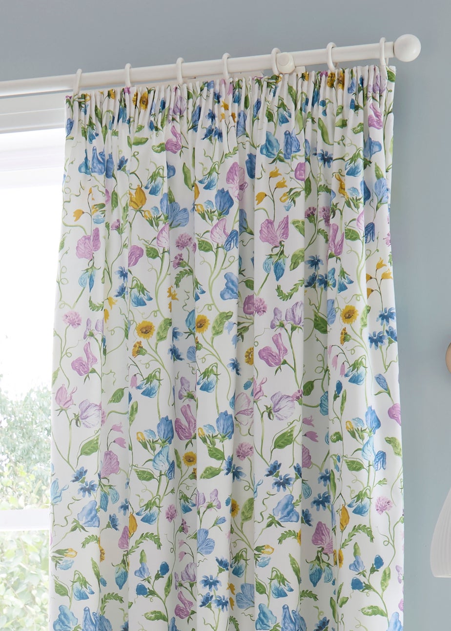 Dreams & Drapes Sweetpea Floral Easy Hang Lilac Pencil Pleat Curtains
