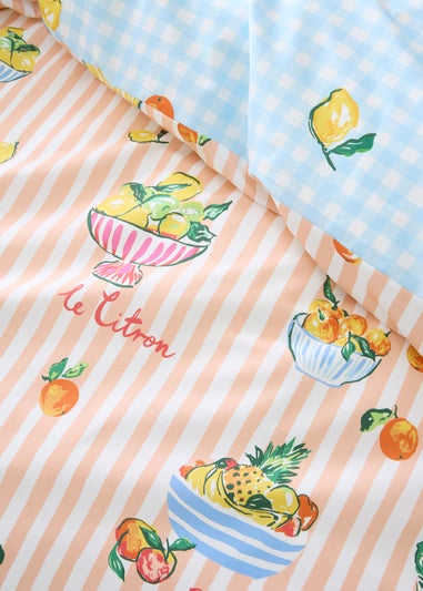 Fusion Summer Fruits Reversible Multi Colour Duvet Cover Set