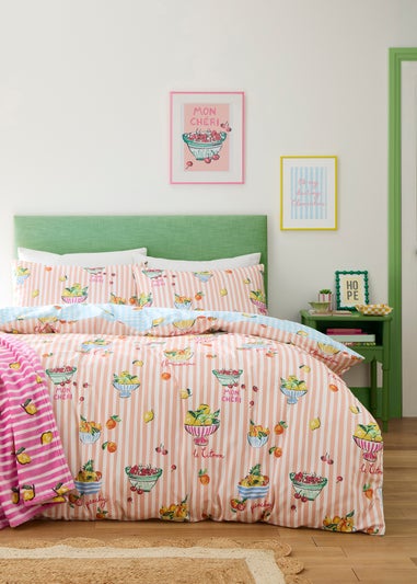 Fusion Summer Fruits Reversible Multi Colour Duvet Cover Set
