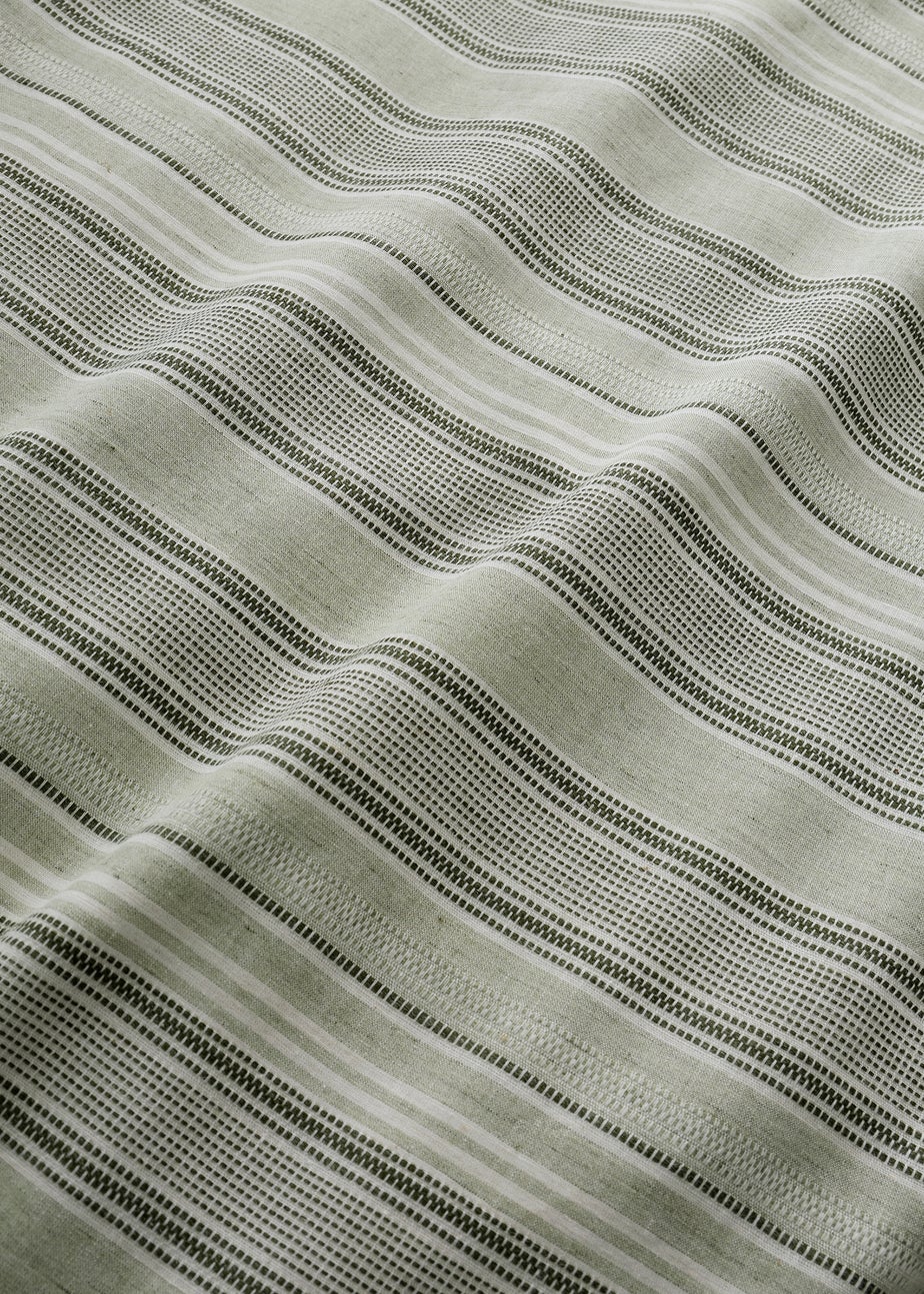 Appletree Yarn Dyed Woven Wide Stripe Reversible Green Duvet Cover Set