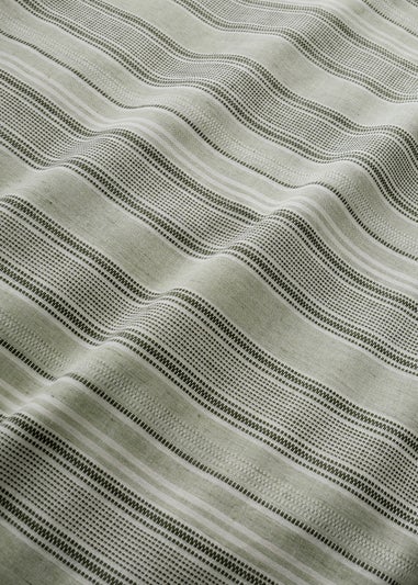 Appletree Yarn Dyed Woven Wide Stripe Reversible Green Duvet Cover Set