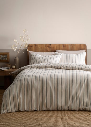 Appletree Yarn Dyed Woven Thin Stripe Reversible Natural Duvet Cover Set