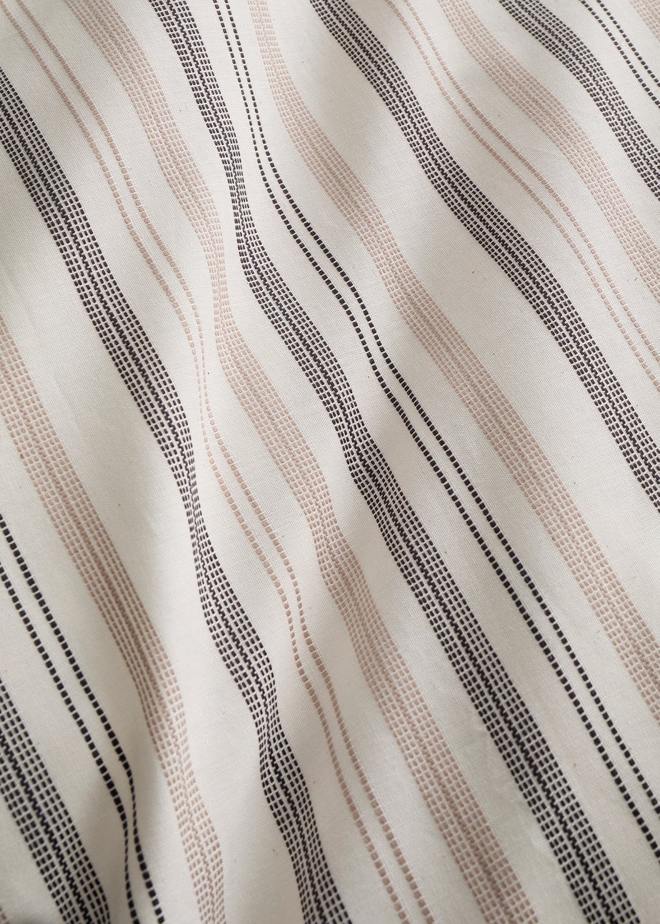 Appletree Yarn Dyed Woven Thin Stripe Reversible Natural Duvet Cover Set