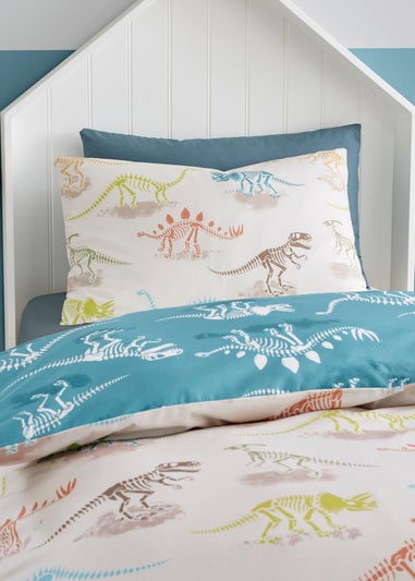 Bedlam Skeleton Dino Digitally Printed Natural Duvet Cover Set