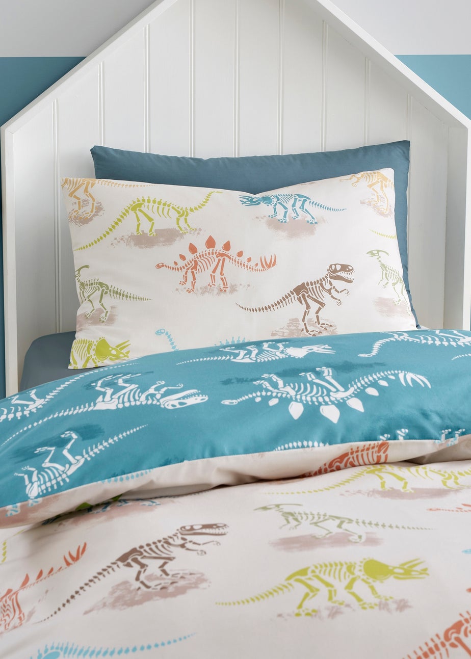 Bedlam Skeleton Dino Digitally Printed Natural Duvet Cover Set