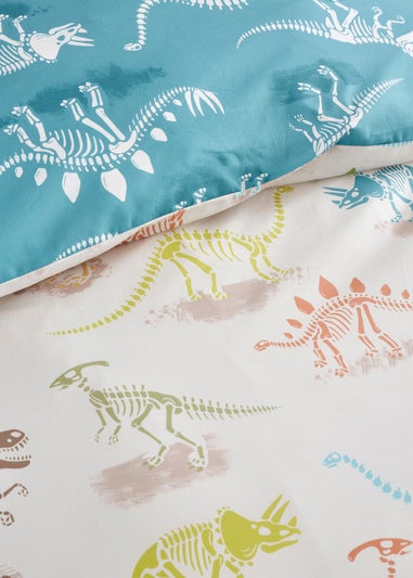 Bedlam Skeleton Dino Digitally Printed Natural Duvet Cover Set