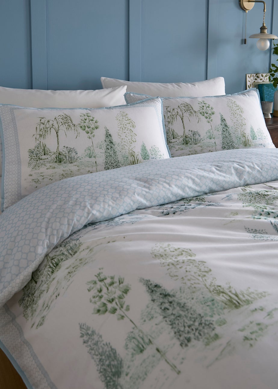 Appletree Willow Tree Scene Reversible Blue Duvet Cover Set