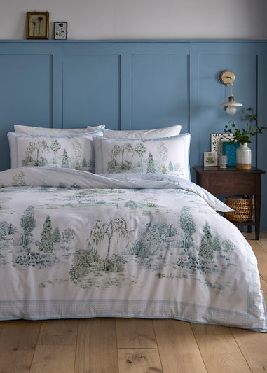 Appletree Willow Tree Scene Reversible Blue Duvet Cover Set