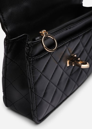 Where's That From Womens Meadow Quilted Top Handle Bag with Twist Lock in Black