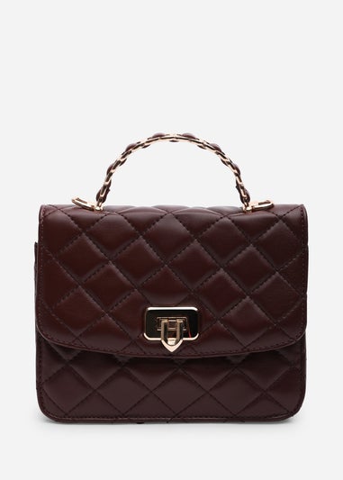 Where's That From Womens Meadow Quilted Top Handle Bag with Twist Lock in Dark Brown