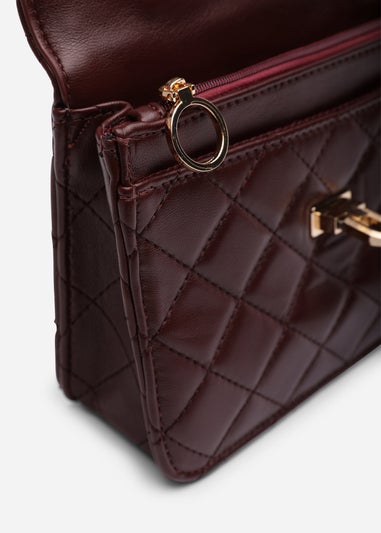 Where's That From Womens Meadow Quilted Top Handle Bag with Twist Lock in Dark Brown