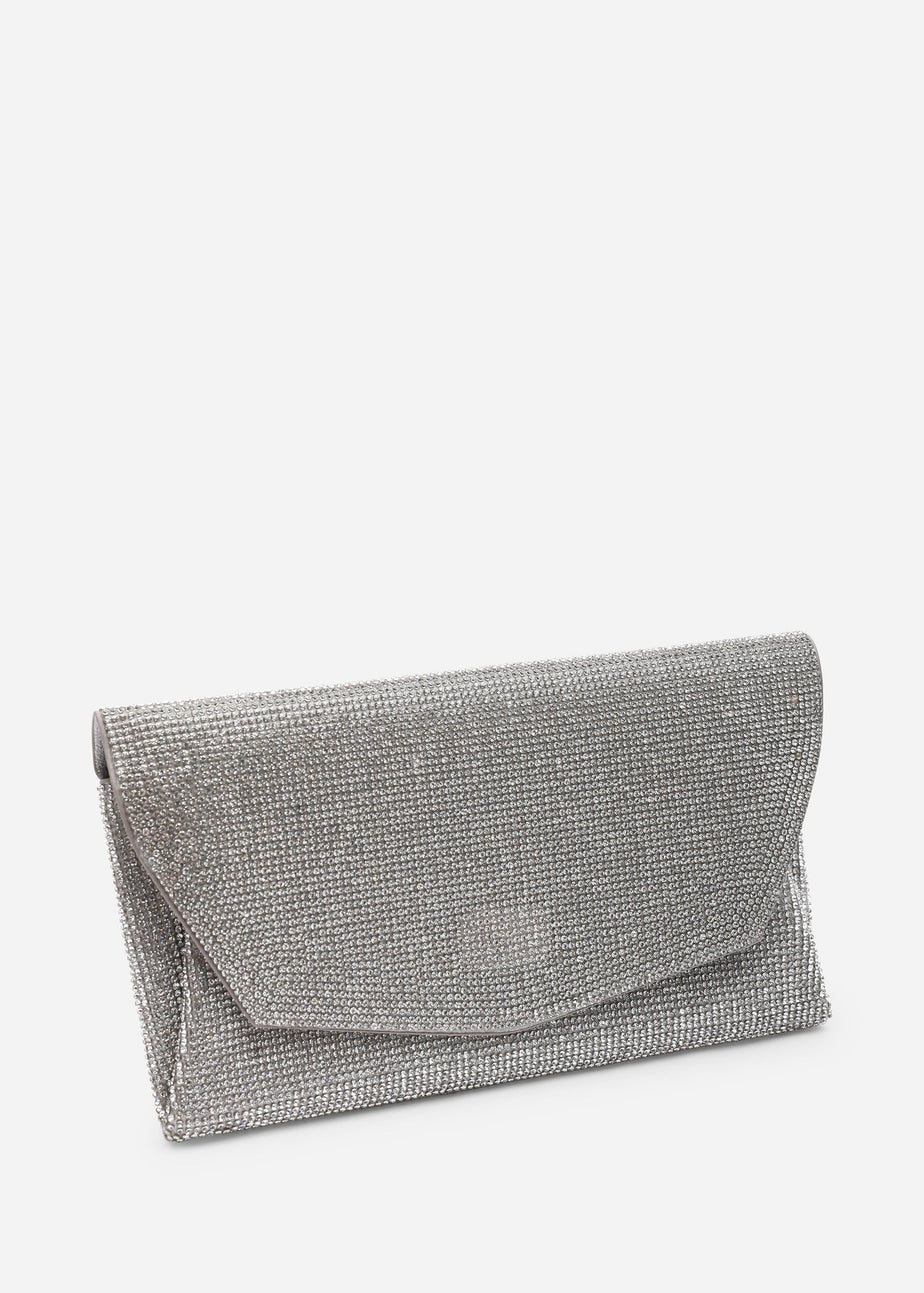 Where's That From Womens Latte Silver Shimmering Textured Envelope Crossbody Bag with Chain