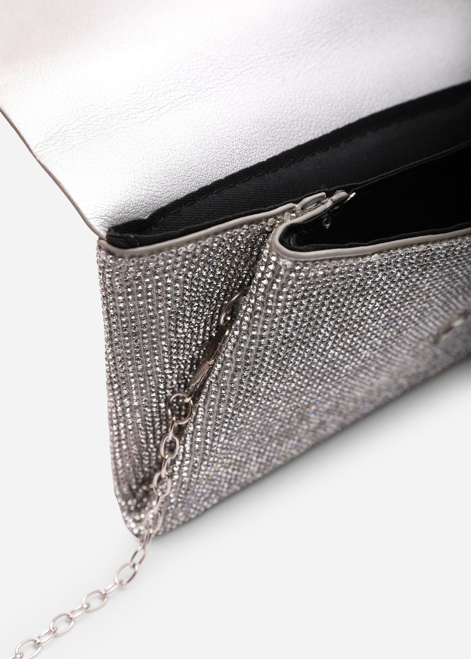 Where's That From Womens Latte Silver Shimmering Textured Envelope Crossbody Bag with Chain