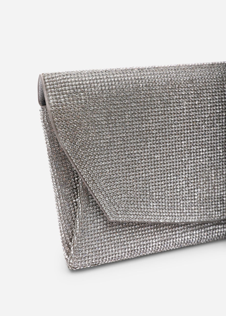 Where's That From Womens Latte Silver Shimmering Textured Envelope Crossbody Bag with Chain