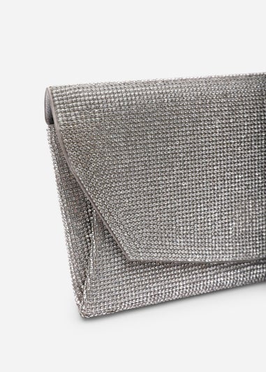 Where's That From Womens Latte Silver Shimmering Textured Envelope Crossbody Bag with Chain