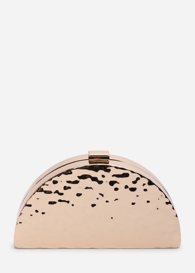 Where's That From Womens Olive Sculpted Metal Half-Moon Clutch Bag in Gold