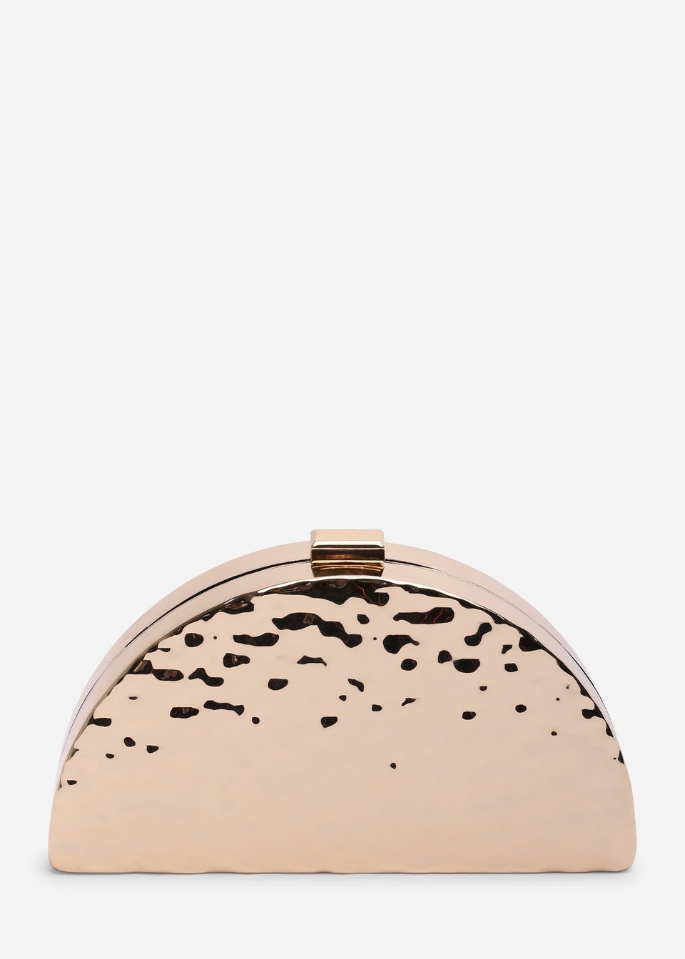 Where's That From Womens Olive Sculpted Metal Half-Moon Clutch Bag in Gold