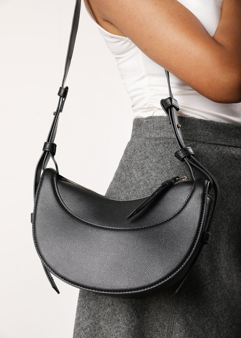 Where's That From Womens Envie Crescent Faux Leather Shoulder Bag in Black