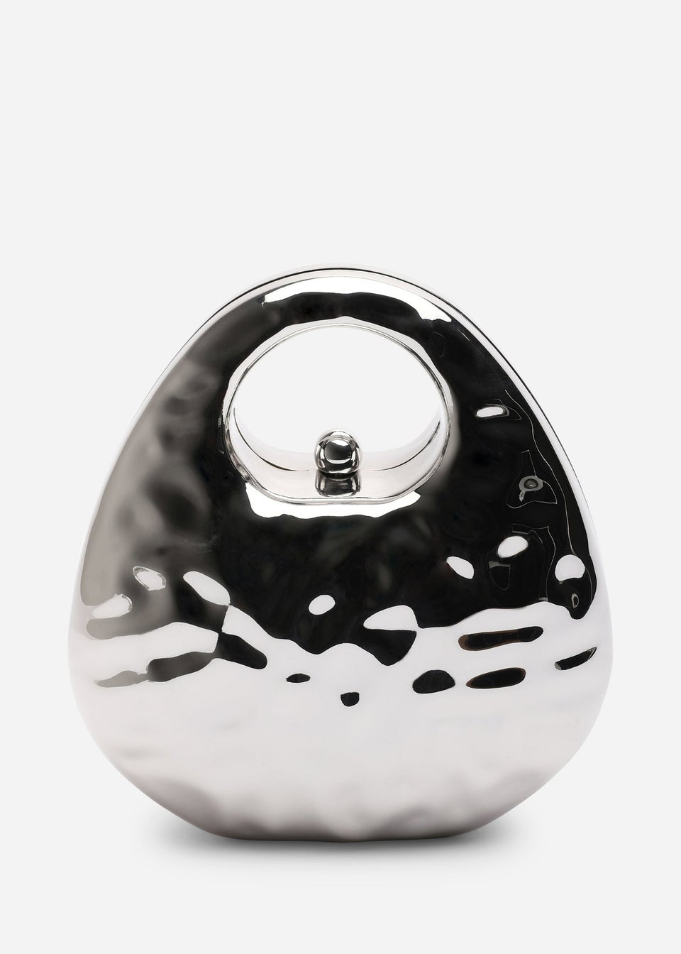 Where's That From Womens Mocha Silver Metallic Sculpted Crossbody Bag with Chain