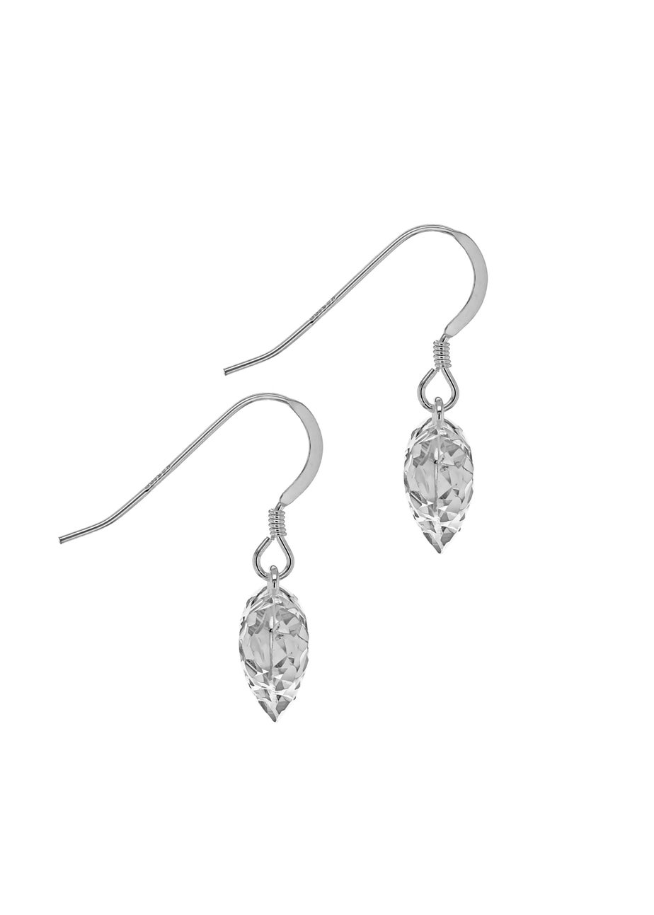 Golden Moments Sterling Silver Faceted Heart Drop Earrings