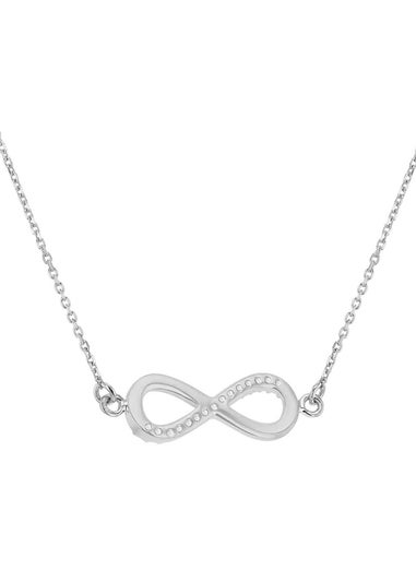 Golden Moments Sterling Silver Rhodium Plated CZ Infinity Necklace