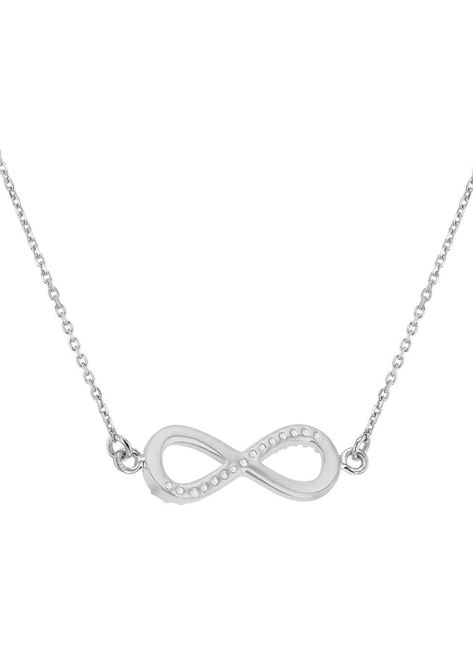 Golden Moments Sterling Silver Rhodium Plated CZ Infinity Necklace