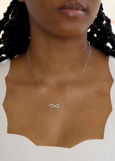 Golden Moments Sterling Silver Rhodium Plated CZ Infinity Necklace