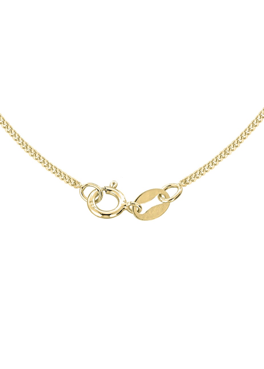 Golden Moments Sterling Silver Yellow Gold Plated Hammered Disc Pendant On Curb Chain