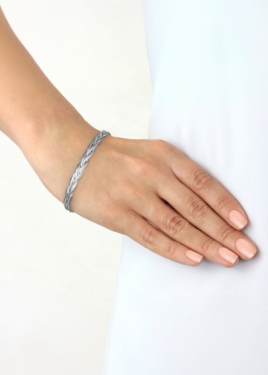 Golden Moments Sterling Silver Plait Flexible Herringbone Bracelet