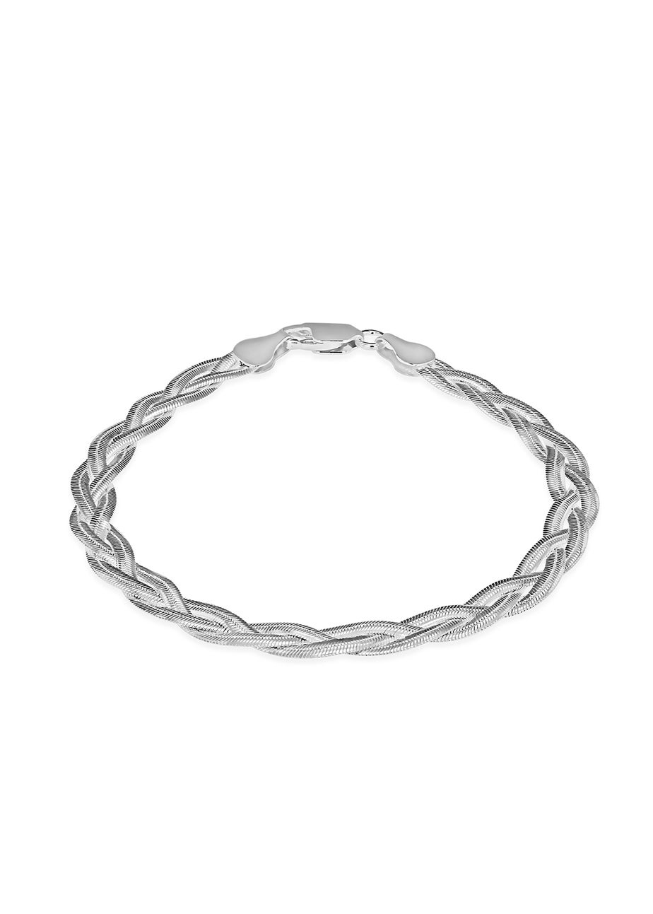 Golden Moments Sterling Silver Plait Flexible Herringbone Bracelet