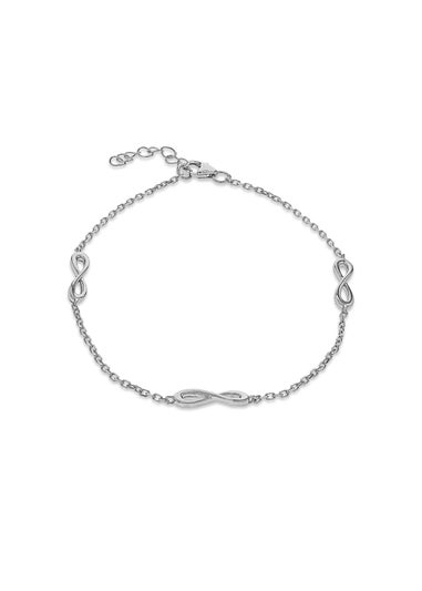 Golden Moments Sterling Silver Rhodium Plated Three Infinity Adjustable Bracelet