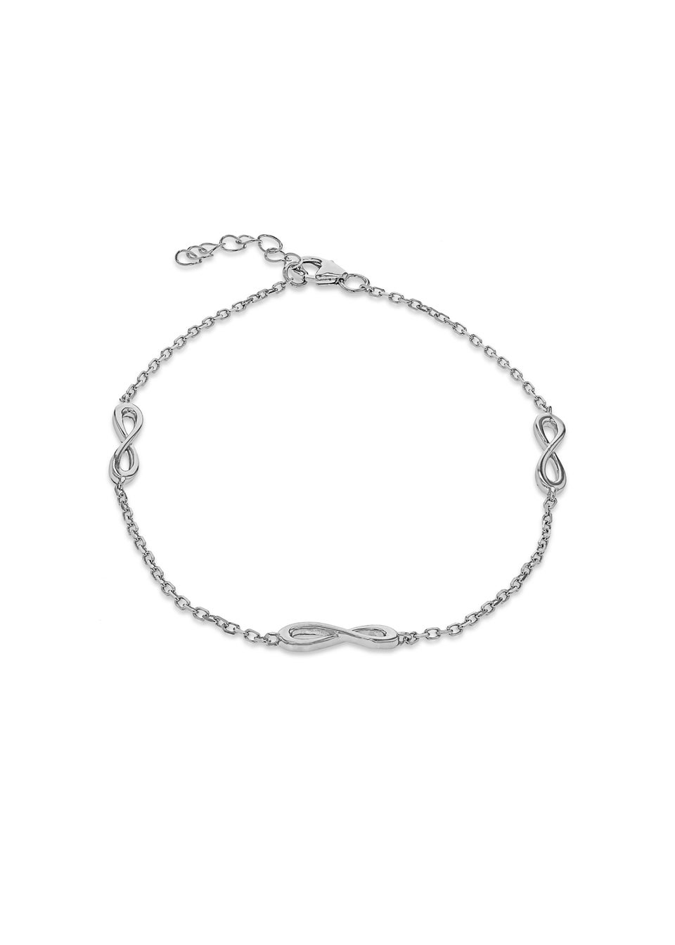 Golden Moments Sterling Silver Rhodium Plated Three Infinity Adjustable Bracelet