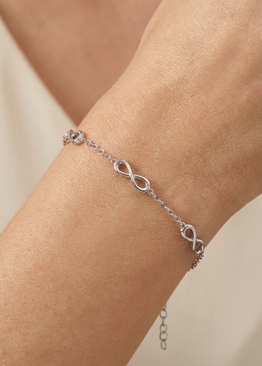 Golden Moments Sterling Silver Rhodium Plated Three Infinity Adjustable Bracelet