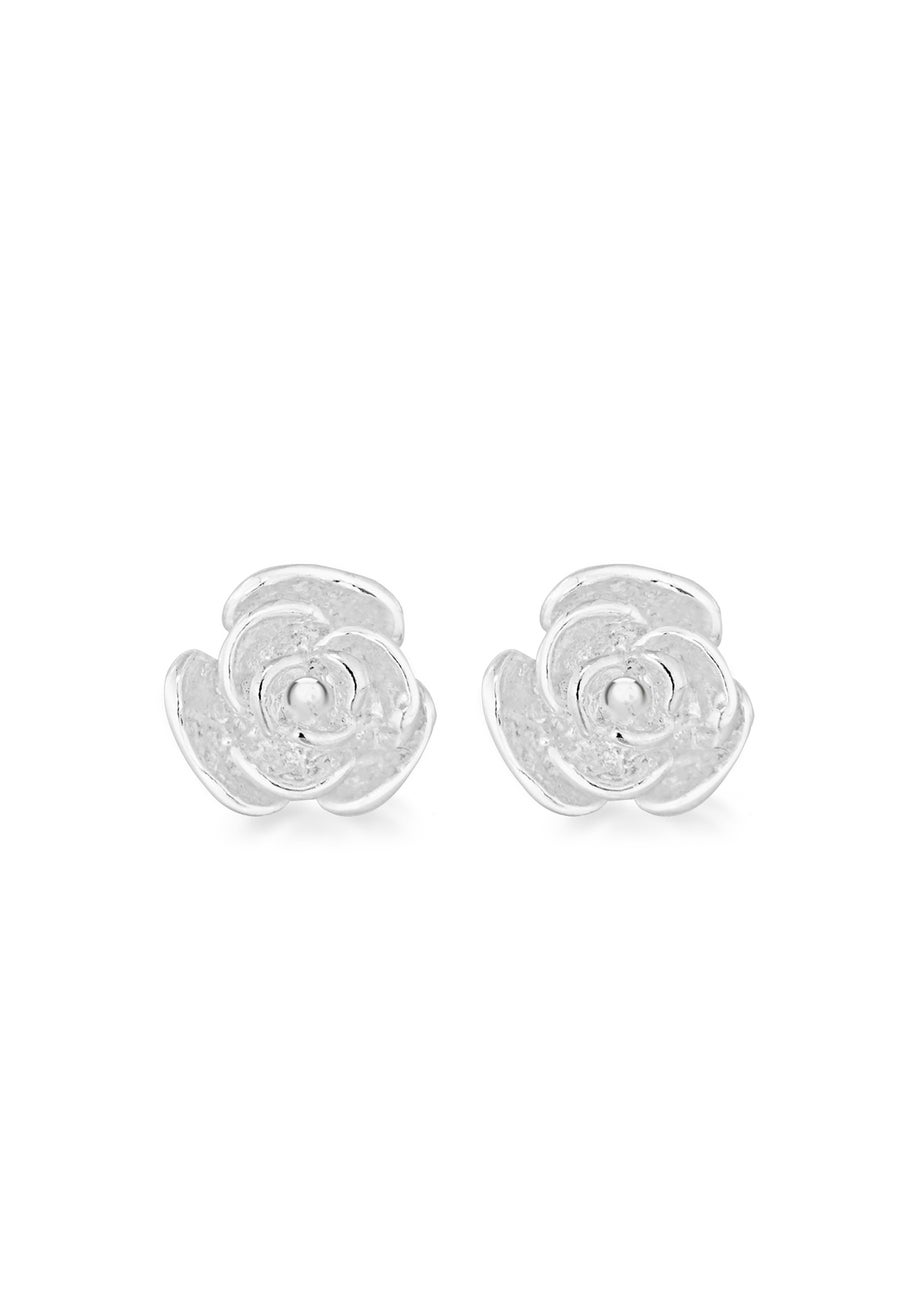 Golden Moments Sterling Silver Rose Stud Earrings
