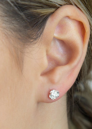 Golden Moments Sterling Silver Rose Stud Earrings
