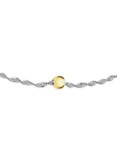Golden Moments Sterling Silver Gold Plated Ball & Twist Curb Chain Bracelet